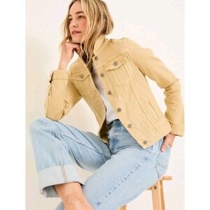 Fat Face Tasha Dark Yellow Denim Jacket Quiet Luxury L Coastal Beachy Fall Y2K